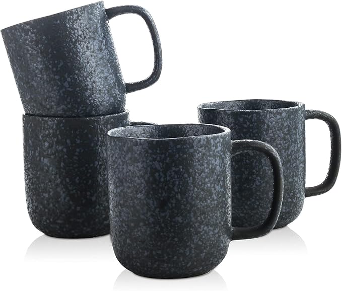 Stone Lain Stoneware Dish Set, 4 Mugs, Tom - Gray and Blue