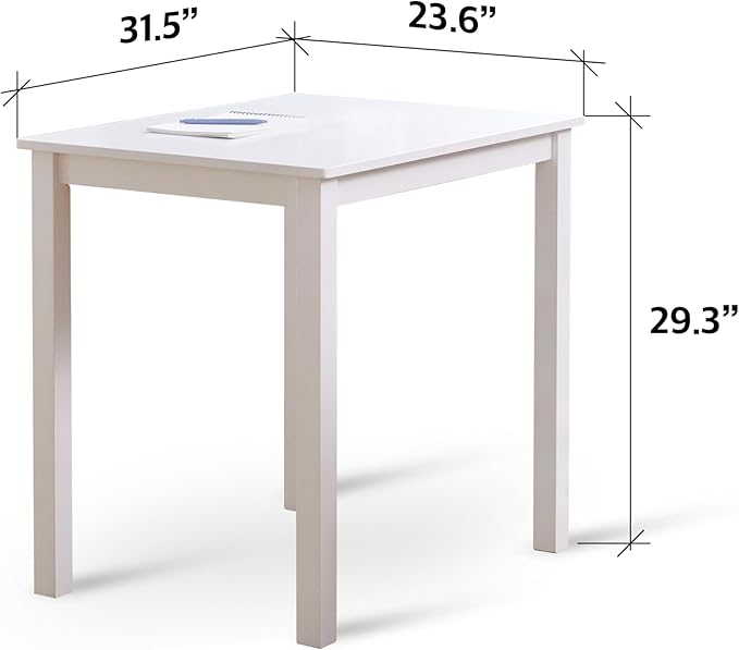 Livinia Seattle 3-Piece Wooden Dining Table Set for 2, Modern Farmhouse Kitchen Dining Room Set with Solid Wood Ladder Back Chairs for Small Space (White)
