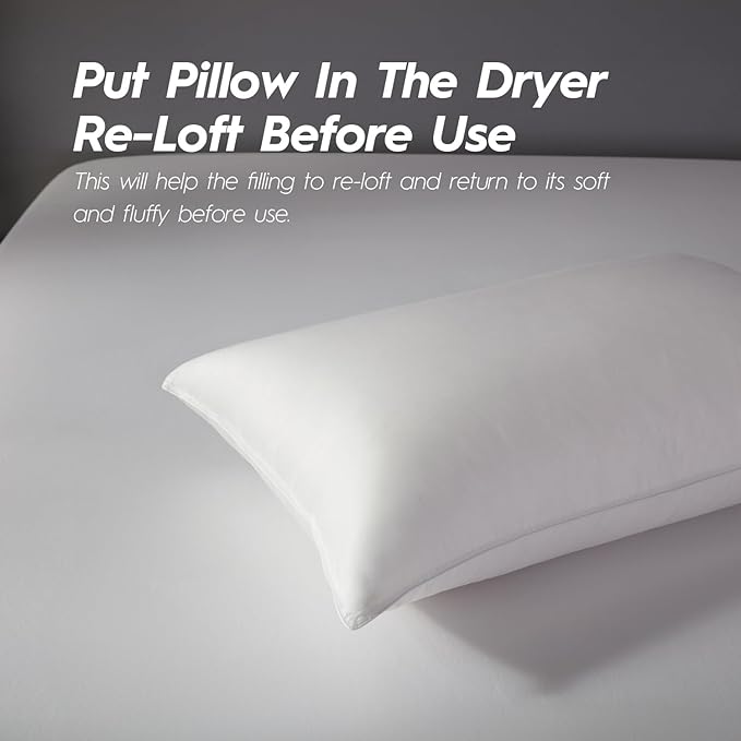 Globon Luxury Down Pillow King Size, Medium Firm Hotel Collection Bed Pillow with 100% Cotton Cover, Down Surrounded Feather Pillow, 20x36 Inches (1 Pack)