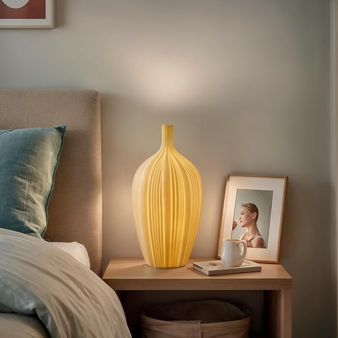 RONDURE 13.9" Modern Ceramic Table Lamp, Modern Bedside Lamps for Bedroom, Living Room and Nightstand, White Translucent Ceramic Shade, Warm Ambient Lighting, Home Decor