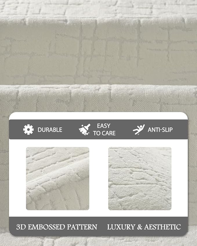 AMOAMI-Bath Mat-Absorbent Quick Dry Bathroom Floor Mats-Washable Rubber Backing Bath Mats for Bathroom Rugs Fit Under Door-Bath Rug for in Front of Sink Bathtub Shower Room, Cream 24''x48''