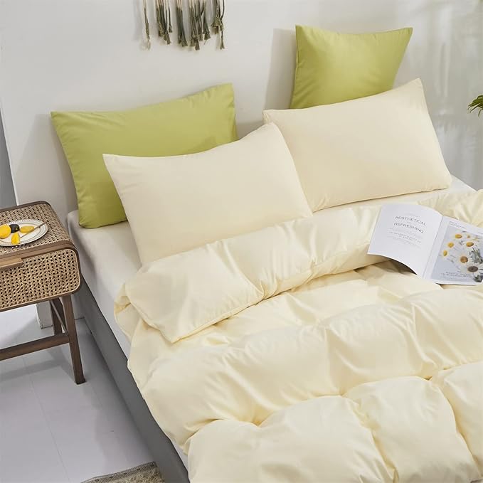 Cottonight Ivory White Comforter Set King Beige Bedding Comforter Set Off White Solid Blanket Quilts Modern Soft Breathable Modern Simple Off White Bedding Set for Women Men King Bed
