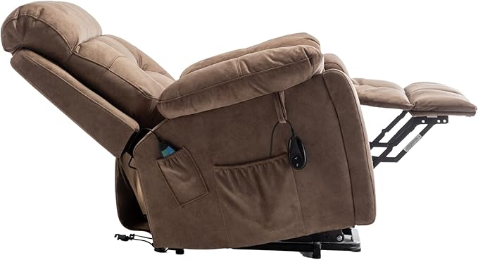 Oversized Power Lift Recliner Chair for Elderly - Extra Wide Big Man Recliner with Heat & Massage - Hidden Cup Holder - Single Motor 350 lbs Capacity