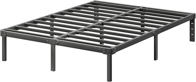 ZIYOO 18 Inch Full Size Metal Platform Bed Frame with Heavy-Duty Steel Slat Support, No Box Spring Needed, Under Bed Storage Space, Easy Assembly, Noise-Free, Sturdy & Durable, Black