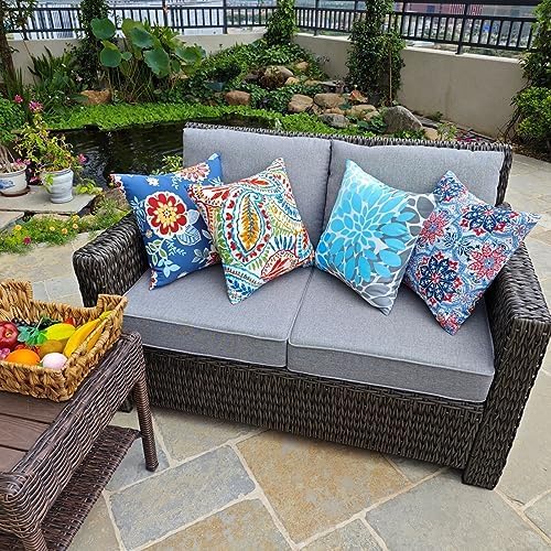 JMGBird Outdoor Pillows Waterproof Set of 2 Outdoor Throw Pillows with Insert Included 18×18 Inch Outdoor Pillow for Patio Furniture