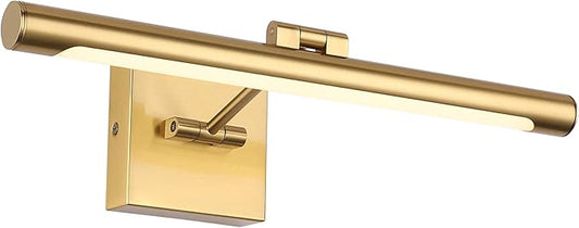 Joosenhouse LED Picture Light Fixtures Dimmable 16.53" Inch Modern Metal Artwork Hallway Lamps with Single Swing Arm, 7W (50W Eqv.), Hardwired Connection, Warm White, CRI80+, Golden-Like Brass Finish