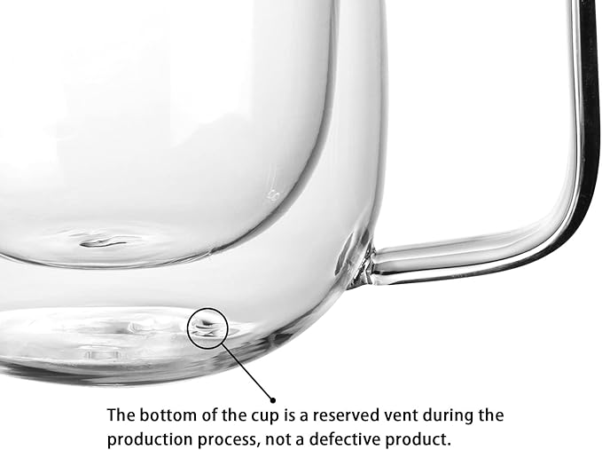 Glass Coffee Mug, 8.5 oz Double Walled Insulated Cup Heat-resistant for Tea Coffee Latte Cappuccino Espresso Iced Tea Dishwasher & Microwave Safe, Set of 1 (Round)