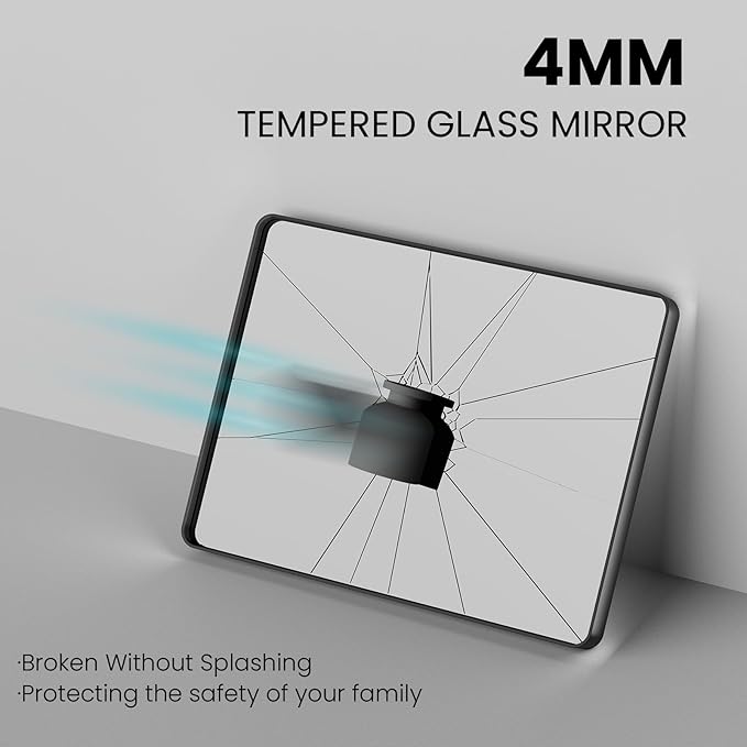 Black Bathroom Mirror 38X38 Inch, Black Metal Framed Mirror for Wall, Rounded Rectangle Matte Bathroom Vanity Mirror with Tempered Glass, Anti-Rust, Horizontal/Vertical