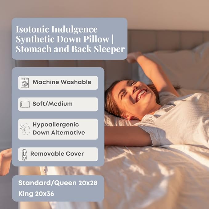 Isotonic Indulgence Synthetic Down Pillow | Back & Stomach Sleeper (Standard/Queen)