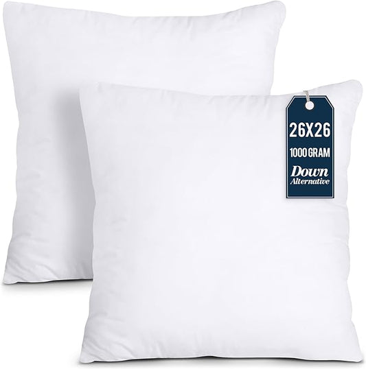 Utopia Bedding Throw Pillows Insert (Pack of 2, White) - 26 x 26 Inches Bed and Couch Pillows - Indoor Decorative Pillow