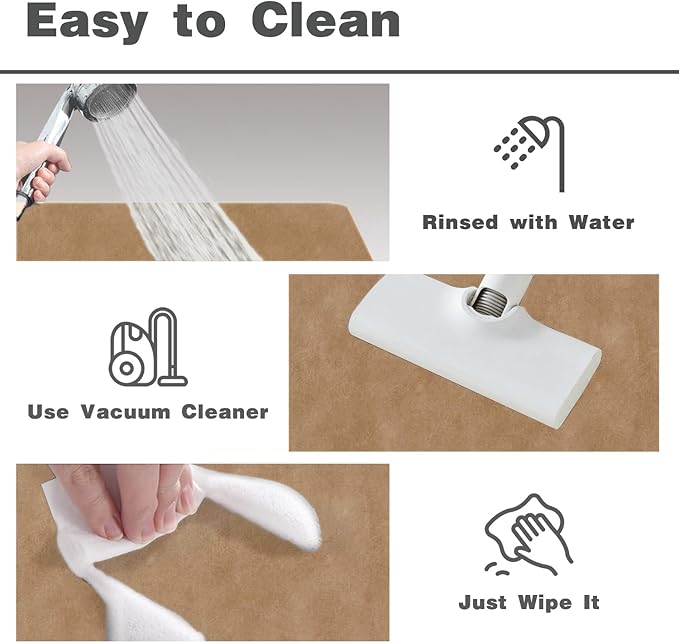 Toilet Rug, Thin Toilet Rugs U Shaped Washable Non Slip Absorbent Quick Dry Low Pile Toilet Mat, 20"x24" U Shape Camel