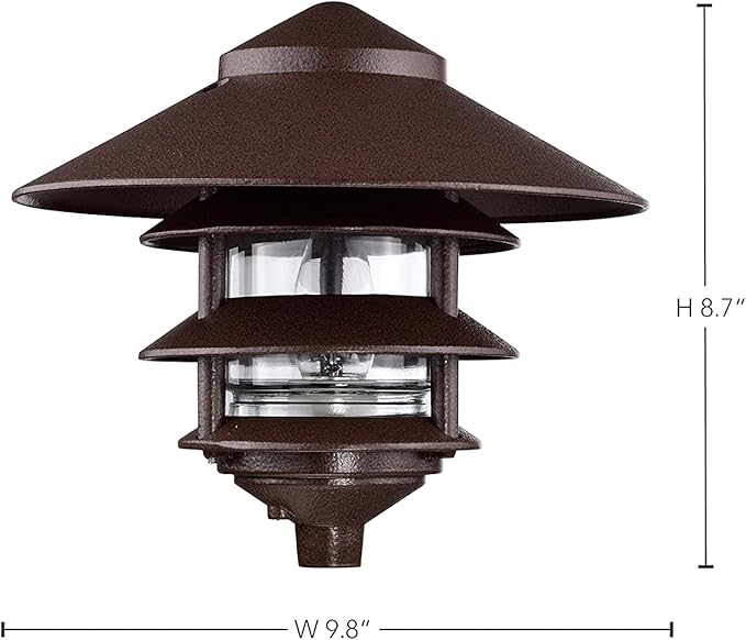 Nuvo SF76/637/04 Outdoor Pagoda Landscape Pathway Light, 3 Tier - Large Hood, Old Bronze (4 Pack)