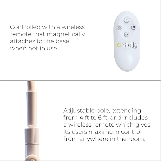 Stella Sky Two Premium 10W LED Floor Task Lamp - White - Adjustable Dimmable Low Vision Natural Sunlight Light - Bright Macular Degeneration Lighting - Hobby, Crafting, Sewing, Artist, Reading, Office