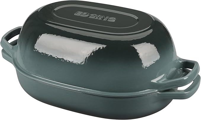 Enameled Cast Iron Dutch Oven Pot with Lid, Oval Dutch Oven for Bread Baking, Bread Oven for Homemade Sourdough Bread Baking, 7qt, Slateblue