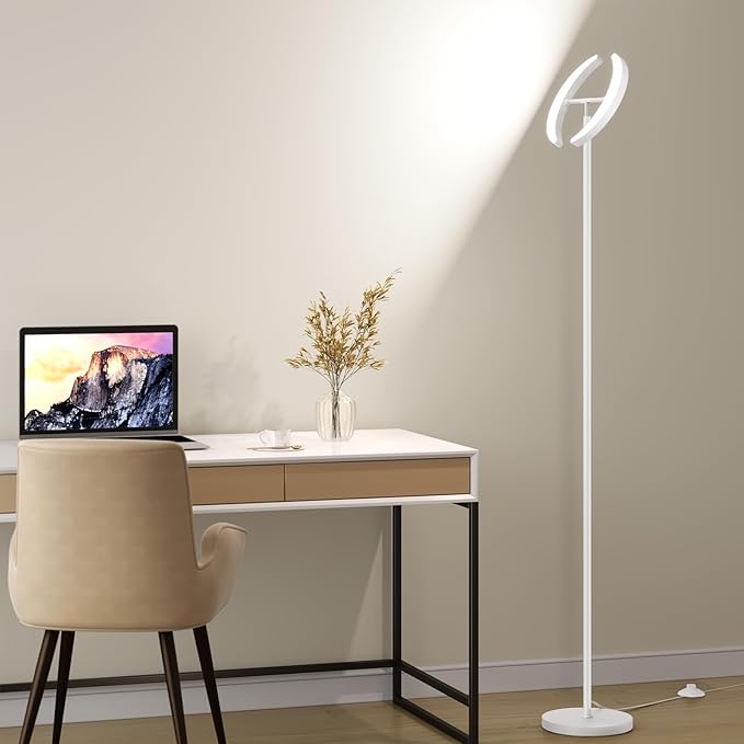SUNMORY Floor Lamps for Living Room, 28W Bright LED Floor Lamp with 2 Rotatable Lights & Remote Control, 74" Tall Standing Lamp with Stepless Dimmable, Modern Reading Corner Lamp for Bedroom, Office