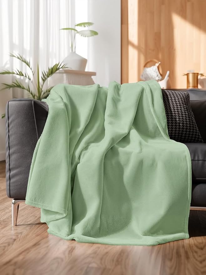 Ultra Soft Fleece Blanket Throw Size - Flannel Fleece Luxury Throw Blanket - Lightweight for Couch Bed Chair - Thick, Warm and Breathable - All Season Cozy Anti-Static Microplush Bedding, Sage Green