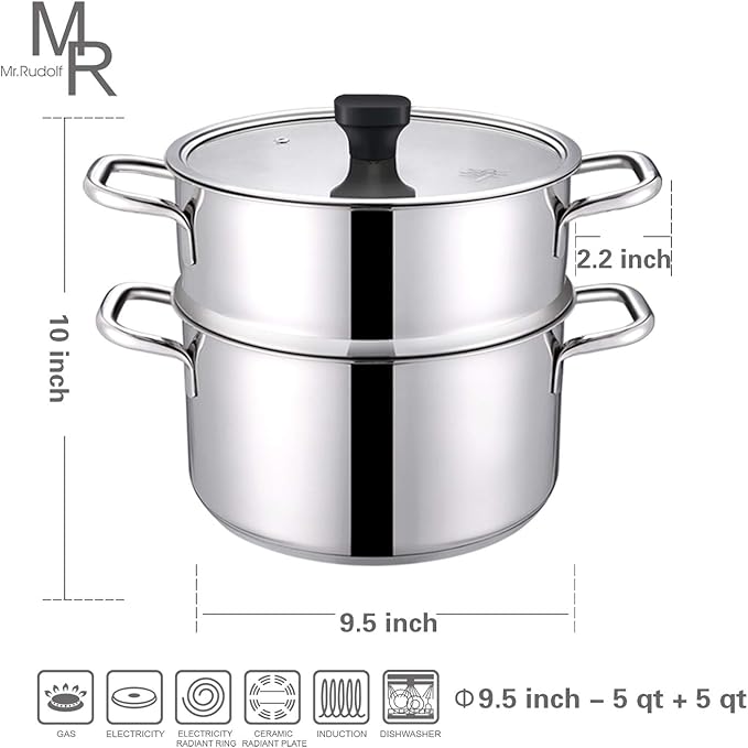 Tri-Ply Stainless Steel Sauce Pan with Steamer Basket & Strainer Glass Lid–Multi-Function Pot 3.5 QT- Modern Sleek Design–Safe,Chemical-Free& Stylish Cookware–Upgrade Your Kitchen with Healthy Cooking
