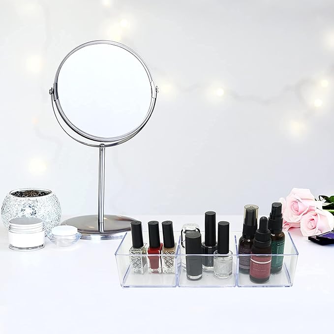 carrotez 3 Compartment Clear Plastic Drawer Organizer for Makeup, Bathroom, Desk, Vanity