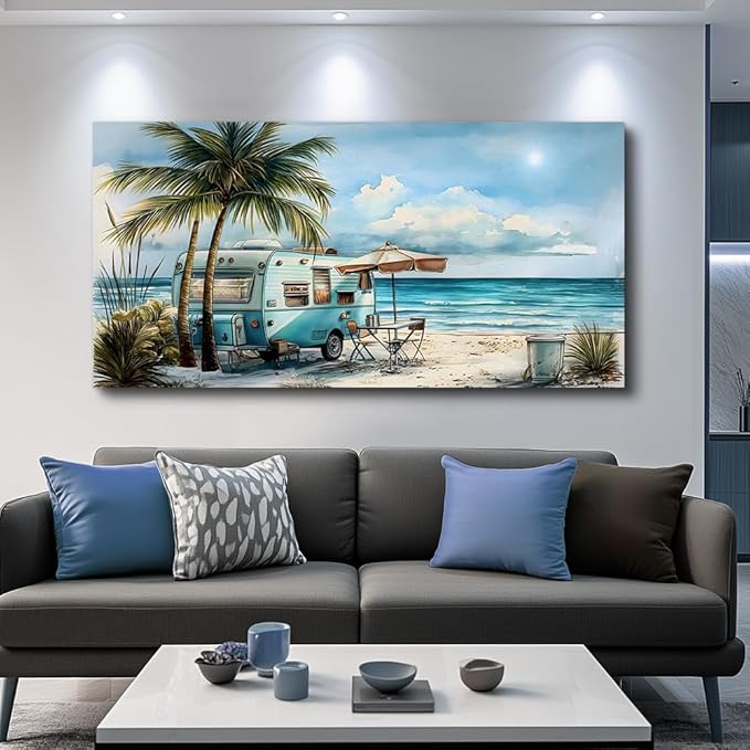 PHAOHUAXM Large Wall Decor For Office Framed Wall Art For Living Room Modern Bedroom Decor Beach And Ocean Landscape Canvas Prints Restaurant Wall Paintings Seascape Pictures Home Decor 20"X40"