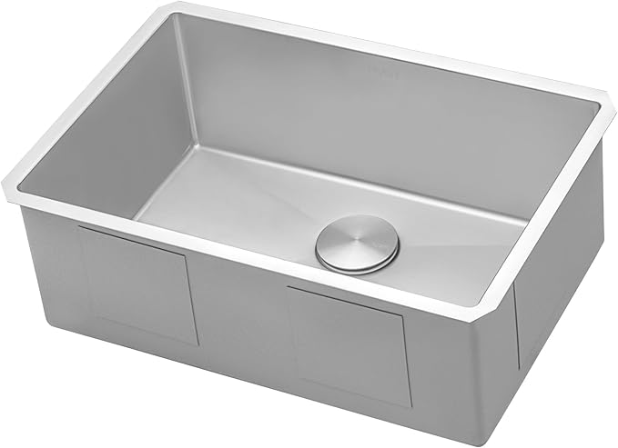 Ruvati RVH7250 Gravena 28" Undermount Single Basin 16 Gauge Stainless Steel Kitchen Sink with Basin Rack and Basket Strainer - Stainless Steel