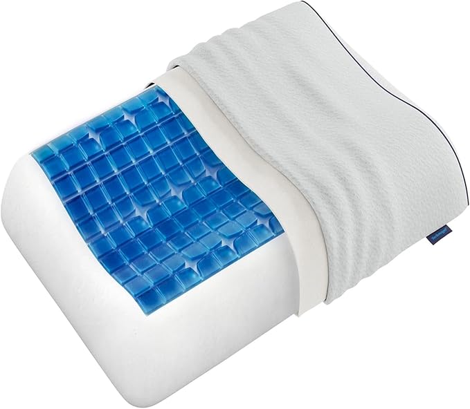 Technogel Anatomic Cooling Gel Pillow – Cervical Spine Support with 2 Heights for Neck & Shoulder Pain Relief, Odorless Memory Foam Base, Cool Sleep for Side & Back Sleepers, Washable Ventilated Cover
