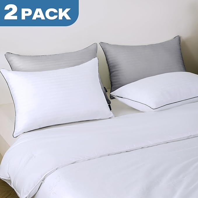 GOHOME Pillows Queen Size Set of 2 - Bed Pillows for Sleeping 2 Pack, Cooling Supportive Hotel Pillows with Premium Soft Down Alternative Fill for Side Stomach and Back Sleepers