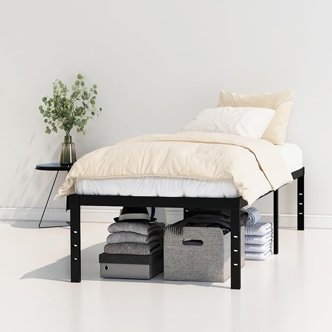 20 Inch Twin XL Bed Frames, Metal Twin XL Platform Bed Frame Support Up to 2500 lbs, No Box Spring Needed, Easy Assembly, Noise Free, Black