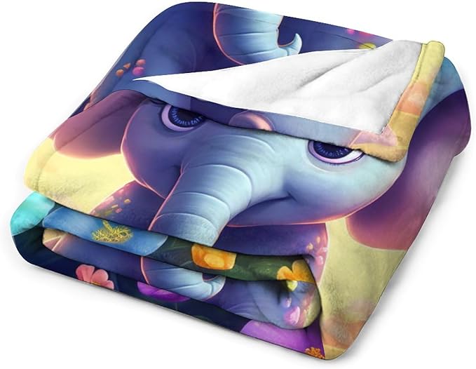 Elephant Blanket Elephant Gifts for Girls Cute Little Elephant Throw Blanket for Kids Adults Soft Warm Cozy Fleece Blanket for Couch Sofa Bed 50"x60"