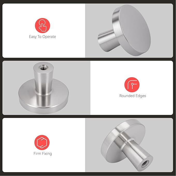homdiy 10 Pack Brushed Nickel Cabinet Knobs Round Kitchen Handles Zinc Alloy Metal Hardware for Dresser Drawer Desk Cupboard