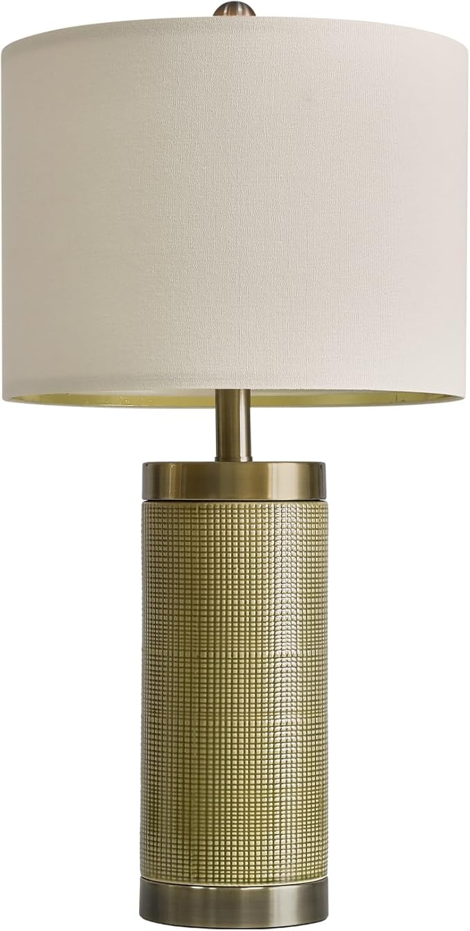 24.5" Modern Ceramic Light-Green Single Bedside Lamp for Bedroom Decor Farmhouse Table Lamp for Living Room Office Dorm