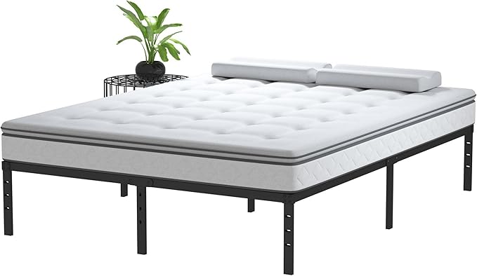 California King Bed Frames No Box Spring Needed, 14 Inch Heavy Duty Metal Platform Support Up to 3000 lbs with Steel Slat, Easy Assembly, Noise Free, Black