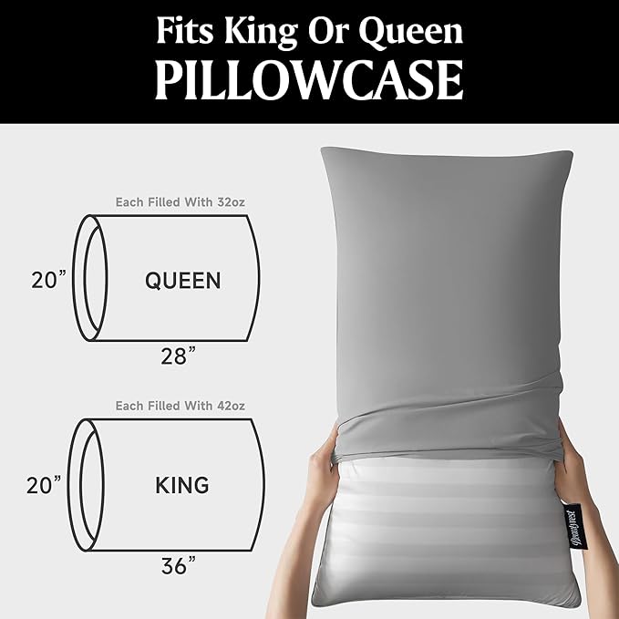 Beautyrest Luxury Goose Feathers Soft Pillows, 500 Thread Count Cotton Cover 20”x36”, King (Pack of 2), Supportive Fluffy Hotel Collection Bed Pillows for Side and Back Sleepers