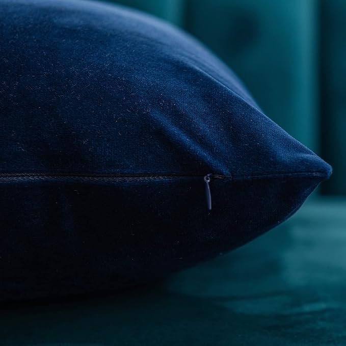 DEZENE Couch Pillow Cases 22x22 Navy: 2 Pack Cozy Soft Velvet Square Throw Pillow Covers for Farmhouse Home Decor
