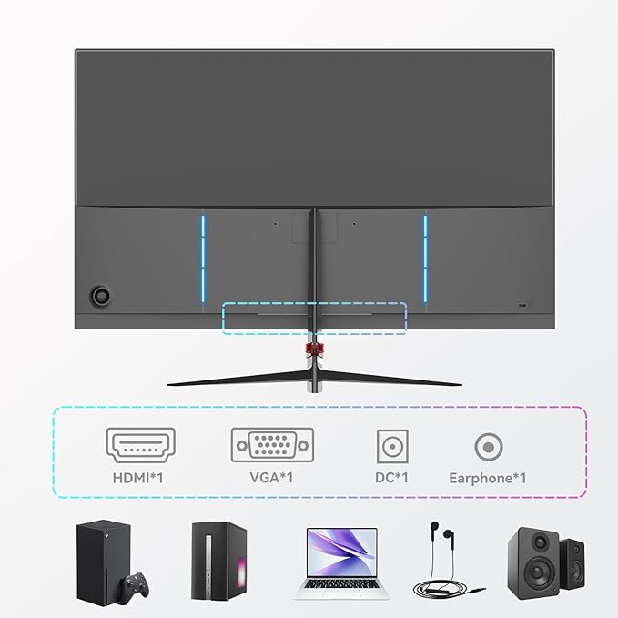 24 inch Gaming Monitor 100Hz Computer Monitor Built-in Speakers Full HD 1920 x 1080P with HDMI DP Interface Eye Care Frameless with 3-Side Virtually Borderless Design VESA（100 x 100mm）