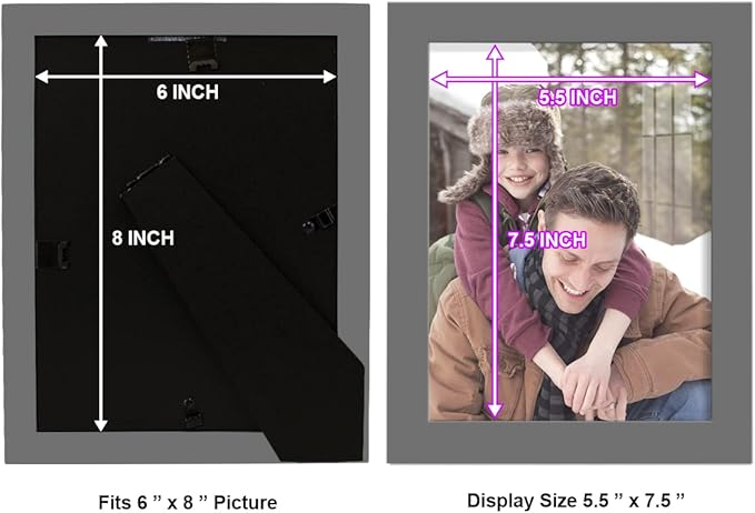 Renditions Gallery 6x8 inch Picture Frame High-end Modern Style, Made of Solid Wood and High Definition Glass Ready for Wall and Tabletop Photo Display, Gray Frame