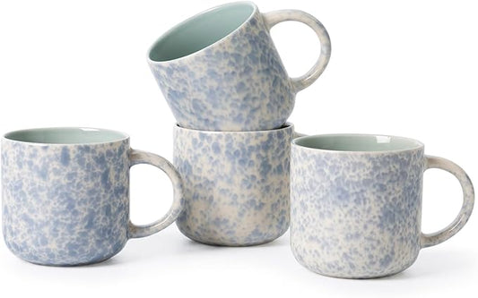 MONITO 12 OZ Coffee Mugs Set of 4, Ceramic Coffee Mugs,Modern Coffee Mugs Set with handle for Tea/Latte/Cappuccino/Milk/Cocoa. (BLUE, 4 Count（Pack of 1)