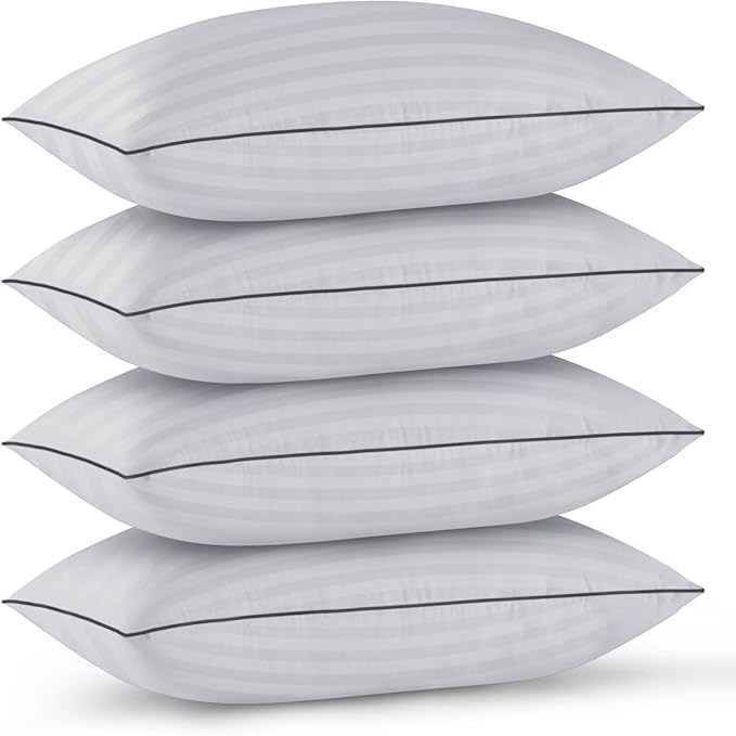 GOHOME Pillows King Size Set of 4 - Bed Pillows for Sleeping 4 Pack, Cooling Supportive Hotel Pillows with Premium Soft Down Alternative Fill for Side Stomach and Back Sleepers