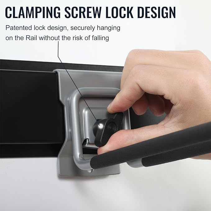 Clamping Garage Wall Organizers, 32inch Wall Mount Folding Chair Rack Tool Holder, Heavy Duty Garage Organization, Yard Tool Hook, Hold Up to 300lbs (32Inch Black)