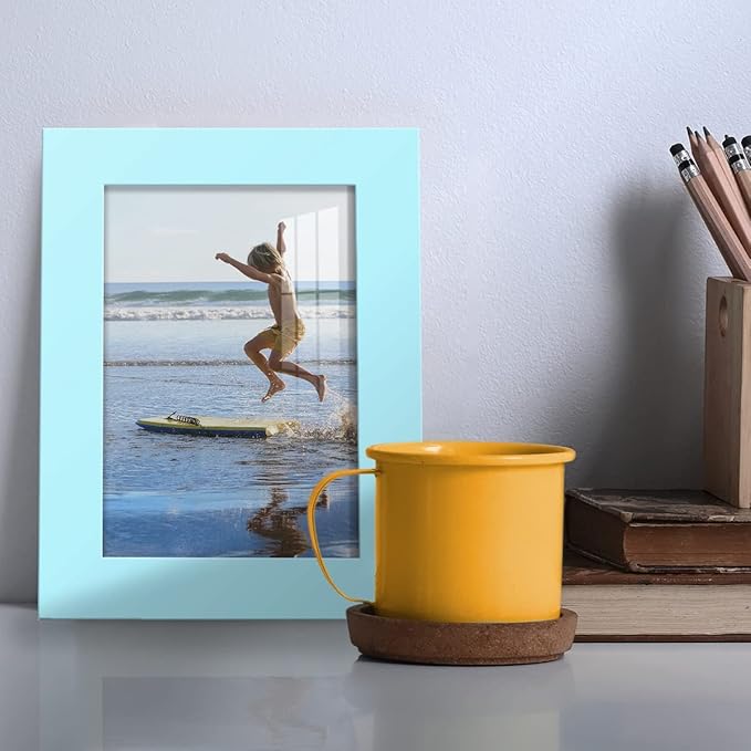 Renditions Gallery 3.5x5 inch Picture Frame High-end Modern Style, Made of Solid Wood and High Definition Glass Ready for Wall and Tabletop Photo Display, Blue Frame