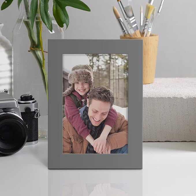 Renditions Gallery 5x7 inch Picture Frame High-end Modern Style, Made of Solid Wood and High Definition Glass Ready for Wall and Tabletop Photo Display, Gray Frame
