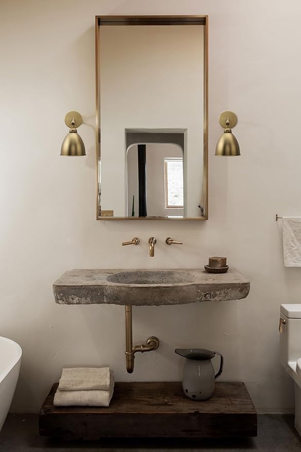 Yosoan Gold Wall Sconce Set of 2, Modern Brass Indoor Light Lights Lighting Fixtures with Metal Shade, Home Decor Wall Mount Swing Arm Lamp for Bedroom Bedside Kitchen Hallway Living