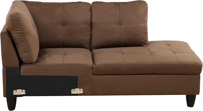 NicBex Sectional Couch 2 Pieces 66.5" L Sofa with Right Chaise Flannel L Shaped Cloud Couch Frame, Modular Sofa for Living Room & Small Apartment, Walnut
