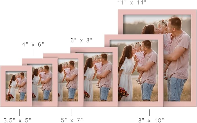 Renditions Gallery 11x14 inch Picture Frame High-end Modern Style, Made of Solid Wood and High Definition Glass Ready for Wall and Tabletop Photo Display, Pink Frame