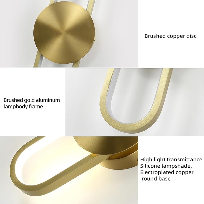 JAYMP Modern Wall Sconce 4000K Dimmable LED Wall Light Fixture, Hardwired Wall Lamp for Living Room, Dining Room, Bedroom, Hallway, Lobby, Entryway, 1 Pack (Brushed Gold, H90cm/35.4inch)