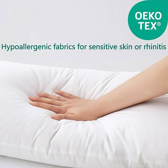 Squishy Flat Bed Pillows Standard Size Set of 2 Extra Soft Thin Pillow for Stomach Sleeping Adults Kids Back Sleeper Plush Fluffy White 20x26 inches