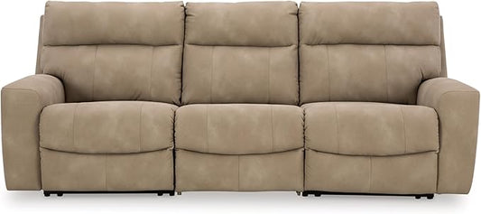 Signature Design by Ashley Next-Gen DuraPella Contemporary Faux Leather Modular Wall Hugger 3-Piece Power Reclining Sectional Sofa with Adjustable Headrest and USB Ports, Light Brown