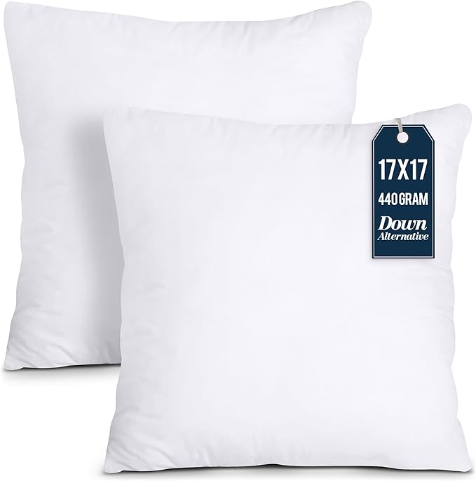 Utopia Bedding Throw Pillows Insert (Pack of 2, White) - 17 x 17 Inches Bed and Couch Pillows - Indoor Decorative Pillow