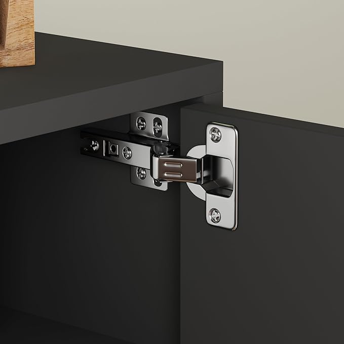 Norrhaus 75-Inch Modern TV Stand – Black Finish, 20-Inch Height, No Tools Assembly Technology, Storage Cabinets with Center Channel Speaker Shelf, Mid-Century Modern Design