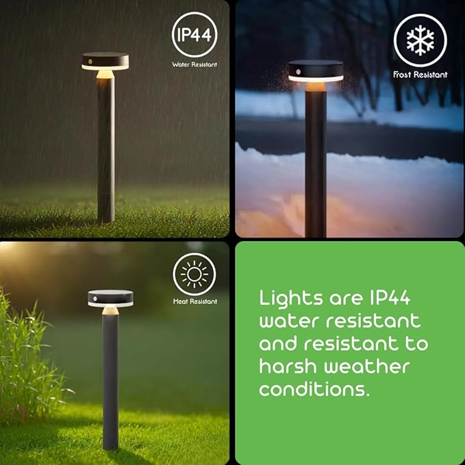 Solar Landscape Lights - Outdoor Solar Lights for Yard - PIR Sensor & Two Lighting Modes - 50lm & 400lm - Rechargeable Battery Last Up to 55 Hours - 3000K - IP44 Weather Resistant - 4 Pack