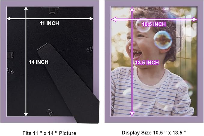 Renditions Gallery 11x14 inch Picture Frame High-end Modern Style, Made of Solid Wood and High Definition Glass Ready for Wall and Tabletop Photo Display, Violet Frame